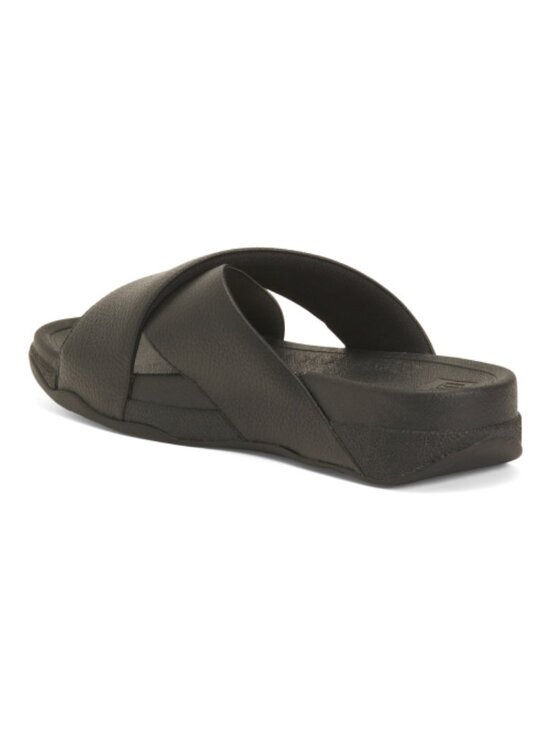FITFLOP Men\'s Leather Surfer Tumbled Cross Slide Sandals